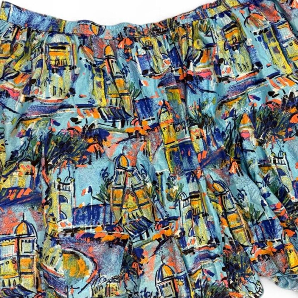 Lane Bryant Women's Blue Colorful Unique Rare Cityscape Cotton Skirt